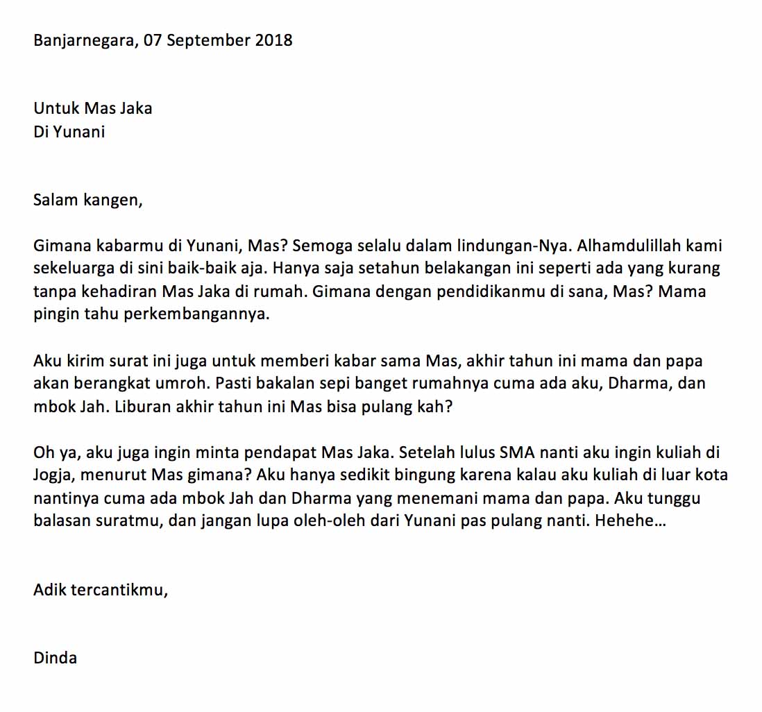 Detail Contoh Surat Pribadi Dalam Bahasa Indonesia Nomer 7