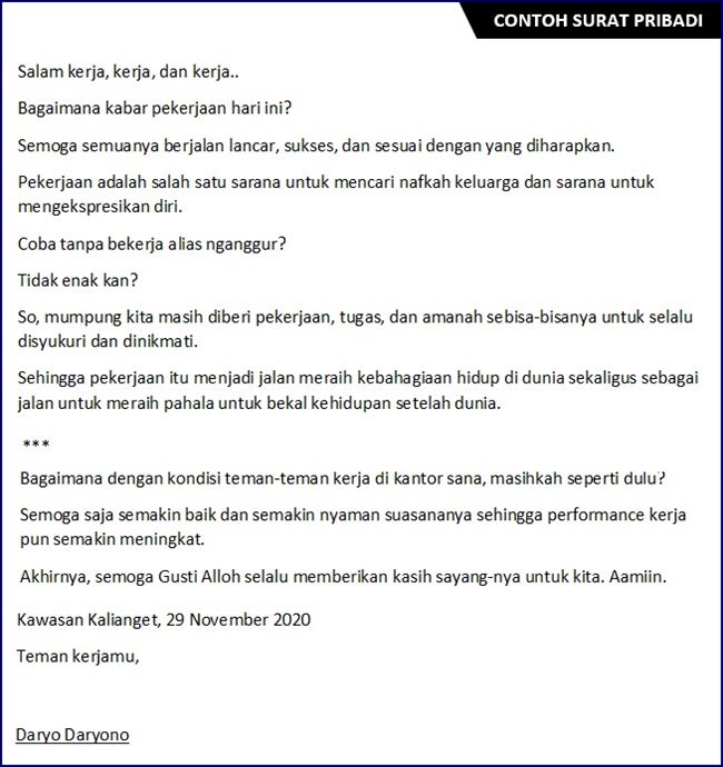 Detail Contoh Surat Pribadi Kekeluargaan Nomer 24