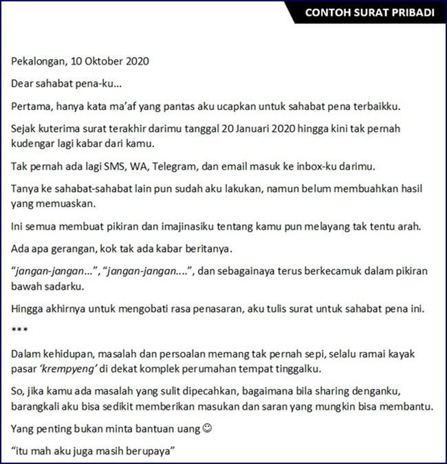 Detail Contoh Surat Pribadi Pendek Untuk Sahabat Nomer 6