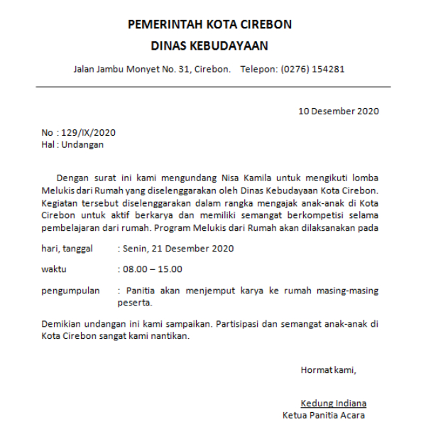 Detail Contoh Surat Pribadi Setengah Resmi Nomer 43