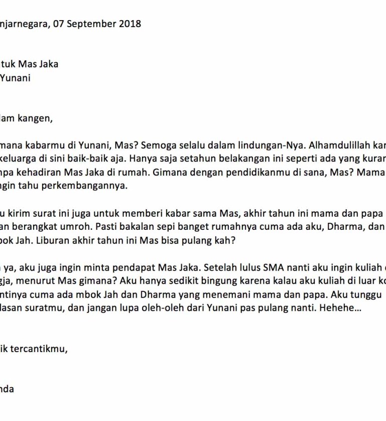 Detail Contoh Surat Pribadi Untuk Kakak Nomer 30