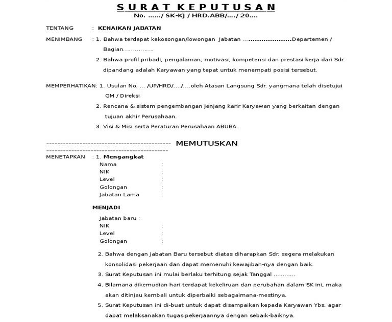 Detail Contoh Surat Promosi Jabatan Karyawan Nomer 11