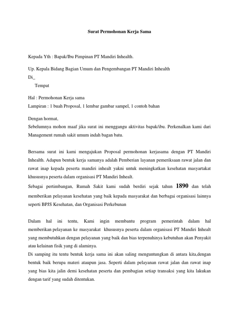 Detail Contoh Surat Proposal Kerjasama Nomer 26