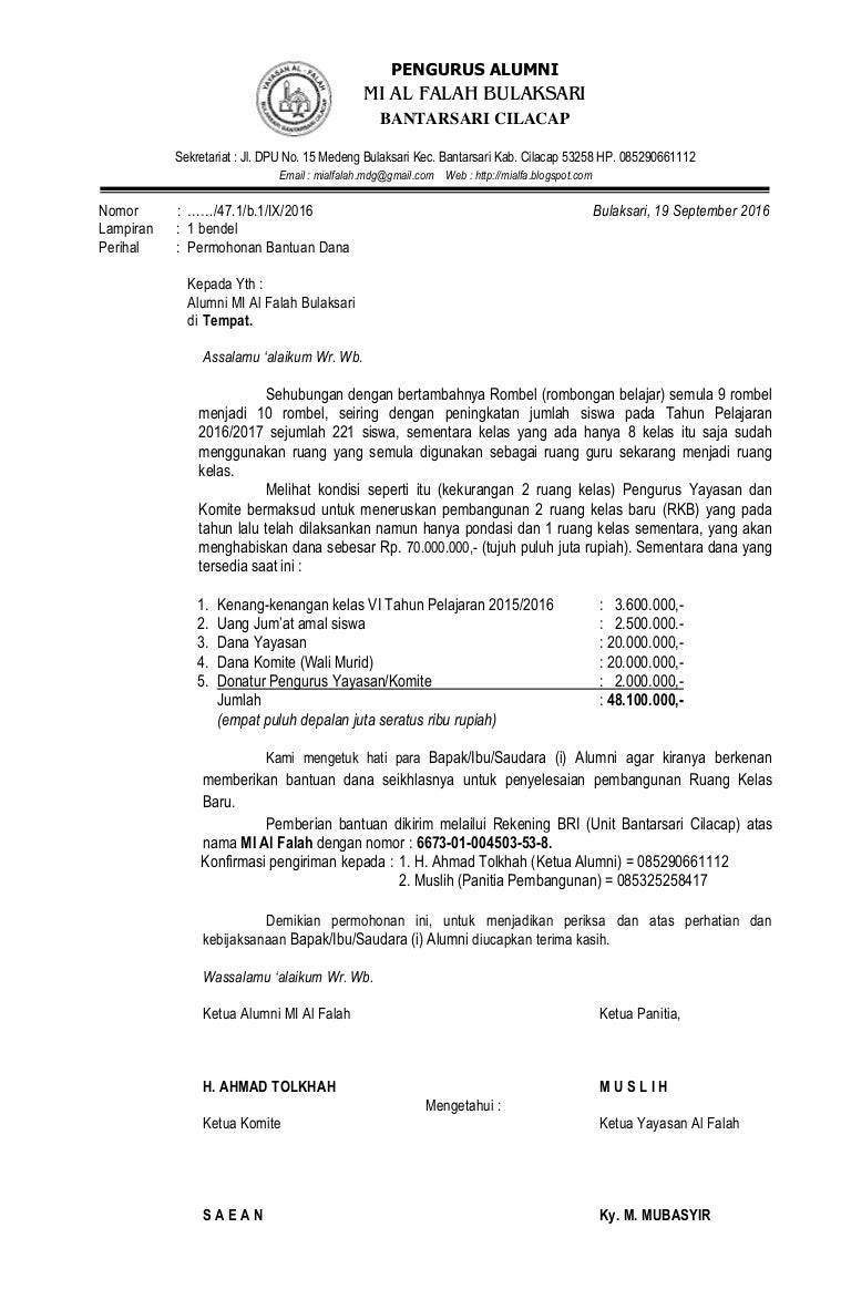 Detail Contoh Surat Proposal Pengajuan Dana Nomer 3