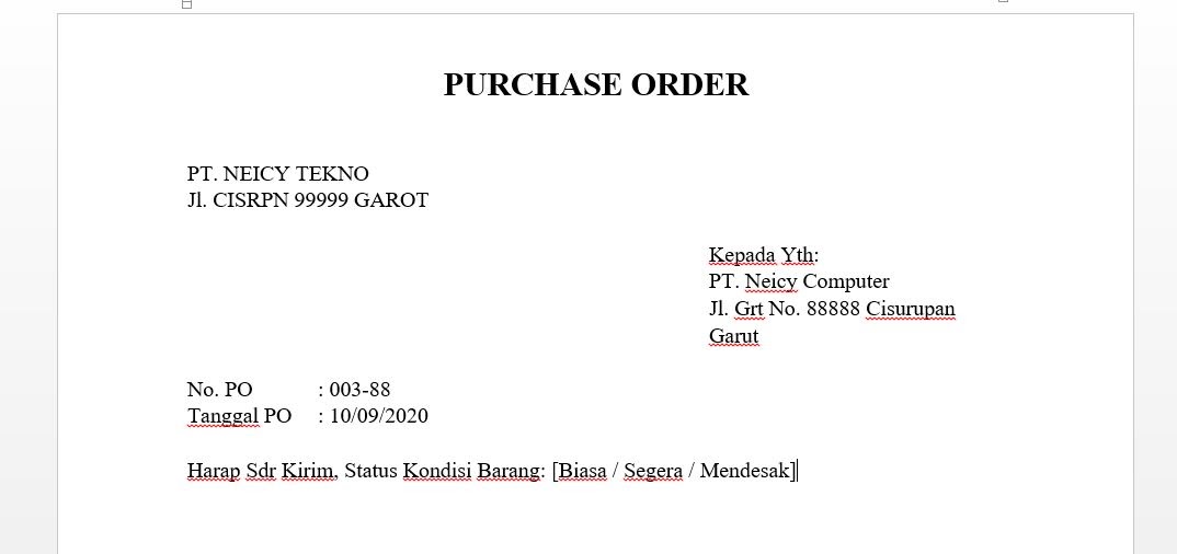 Detail Contoh Surat Purchase Order Nomer 52