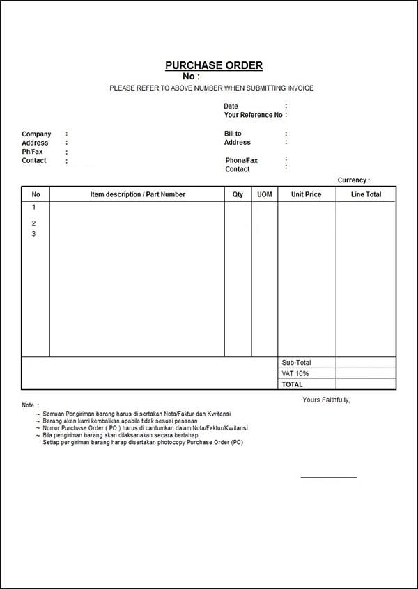 Detail Contoh Surat Purchase Order Dalam Bahasa Indonesia Nomer 10