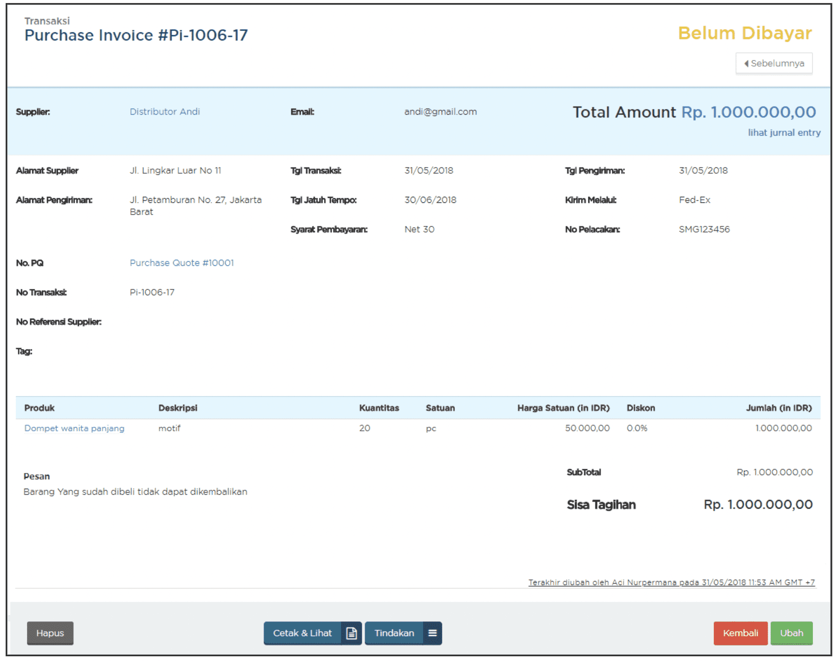 Detail Contoh Surat Purchase Order Dalam Bahasa Indonesia Nomer 13