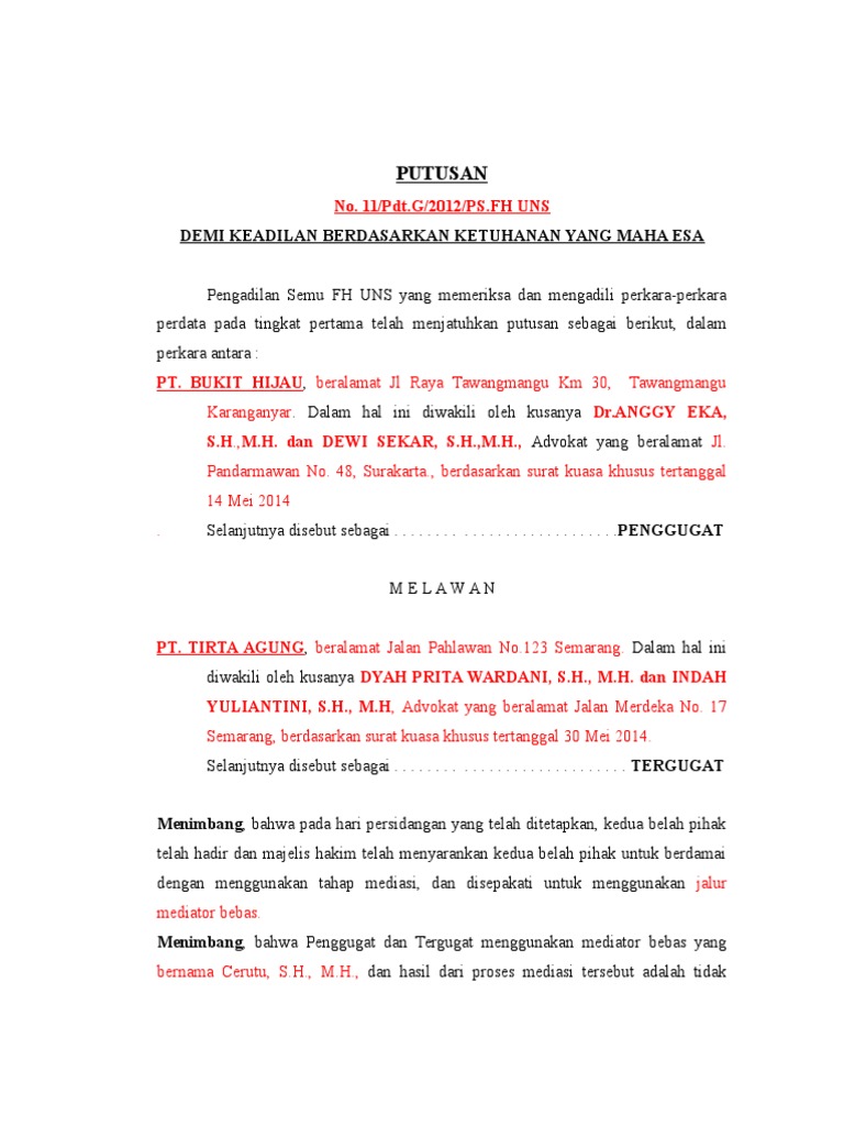 Detail Contoh Surat Putusan Nomer 11