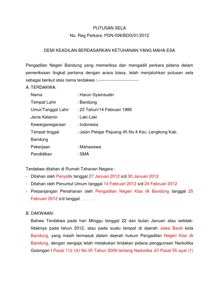 Detail Contoh Surat Putusan Nomer 14