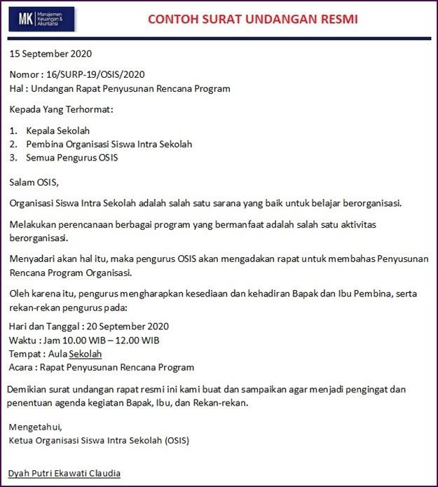 Detail Contoh Surat Rapat Osis Nomer 47