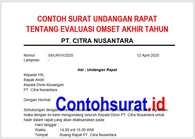 Detail Contoh Surat Rapat Perusahaan Nomer 55