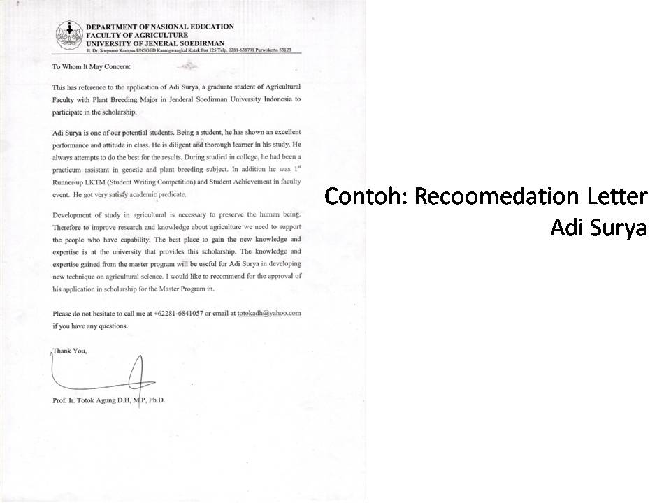 Detail Contoh Surat Recommendation Letter Untuk Beasiswa Nomer 43