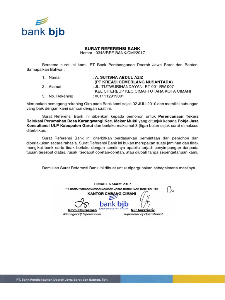 Detail Contoh Surat Referensi Bank Nomer 13