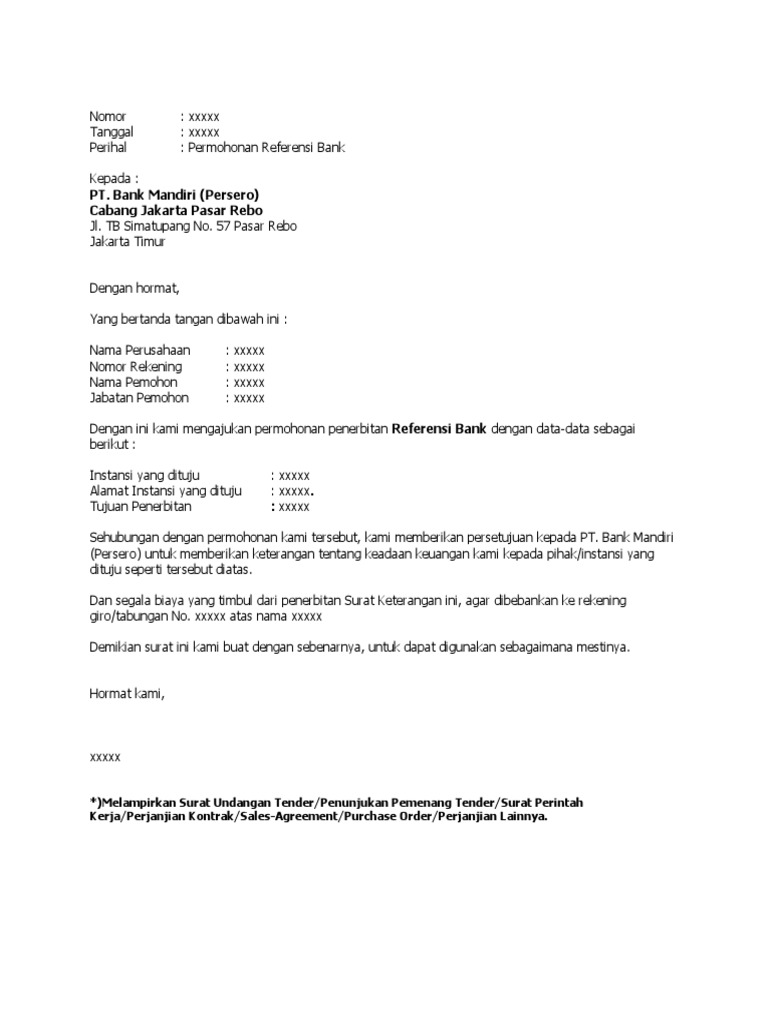 Detail Contoh Surat Referensi Bank Nomer 17