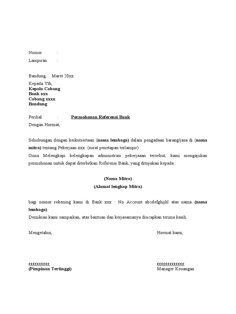 Detail Contoh Surat Referensi Bank Nomer 18