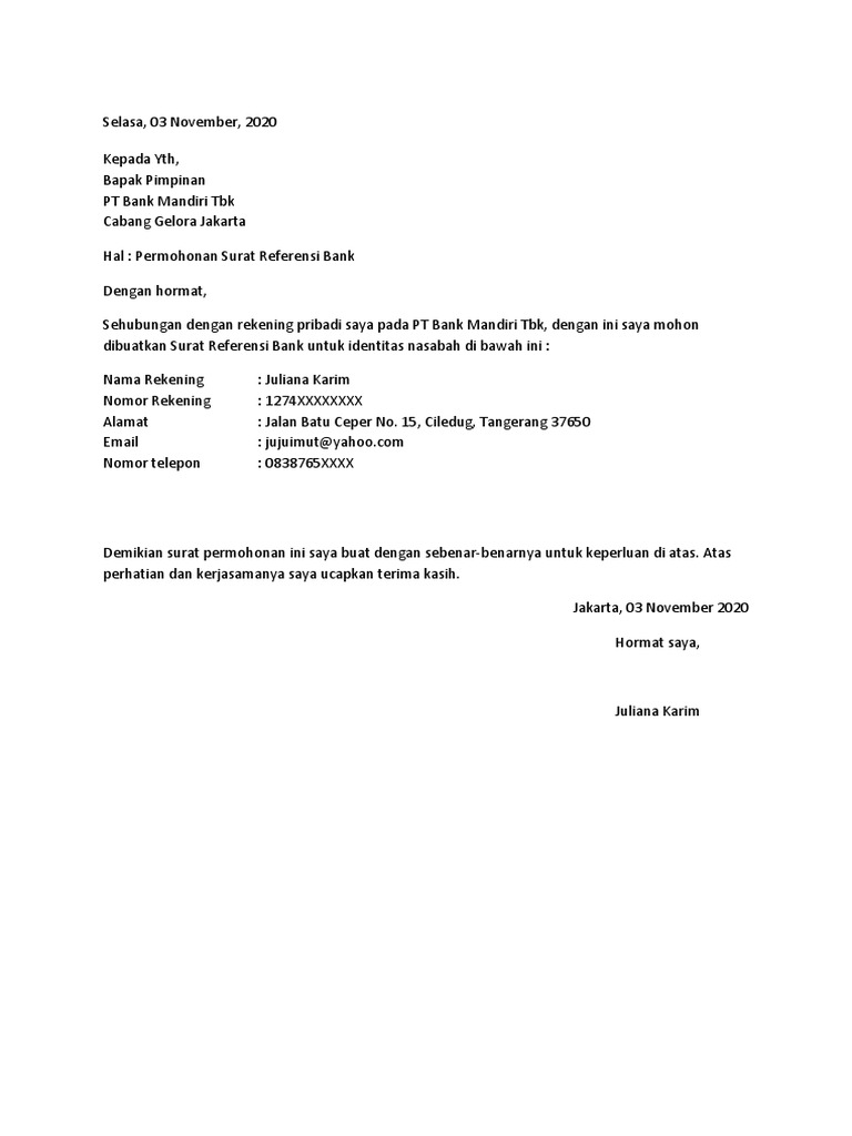 Detail Contoh Surat Referensi Bank Nomer 19