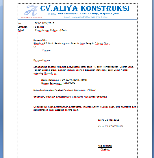 Detail Contoh Surat Referensi Bank Nomer 31
