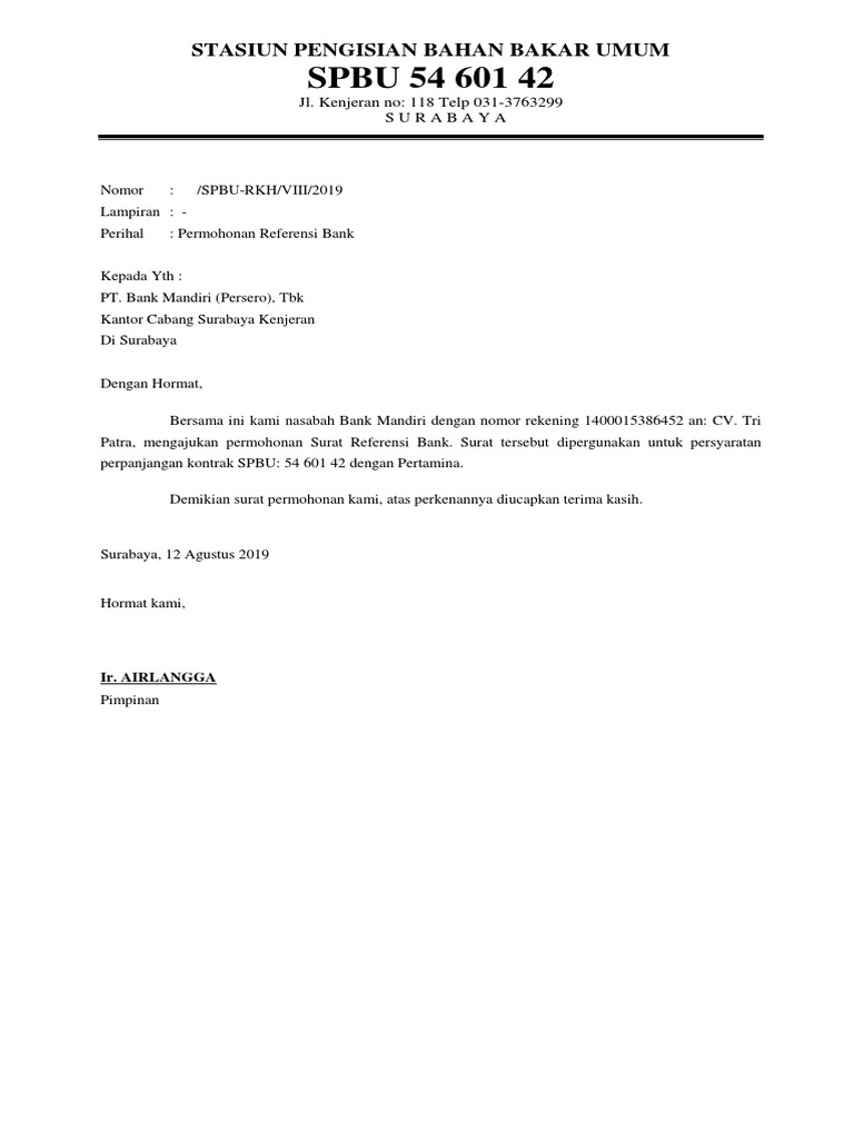 Detail Contoh Surat Referensi Bank Nomer 36