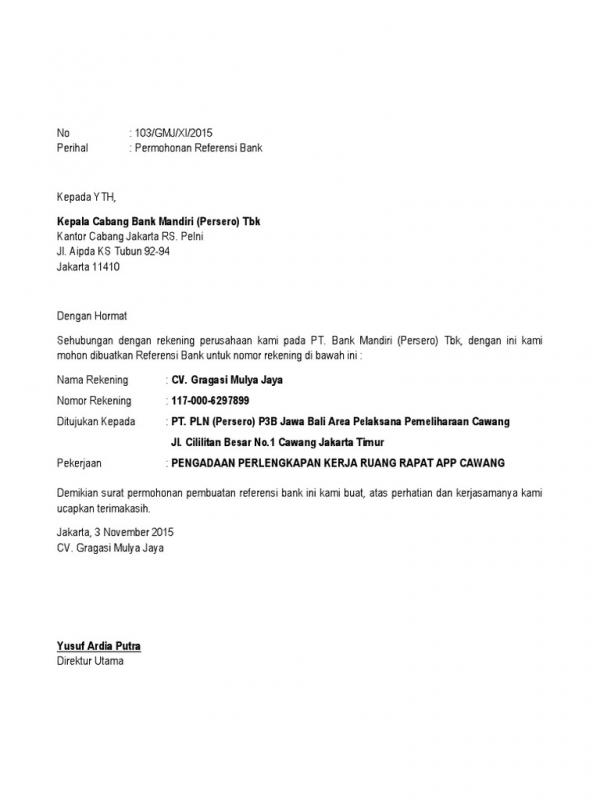 Detail Contoh Surat Referensi Bank Nomer 5