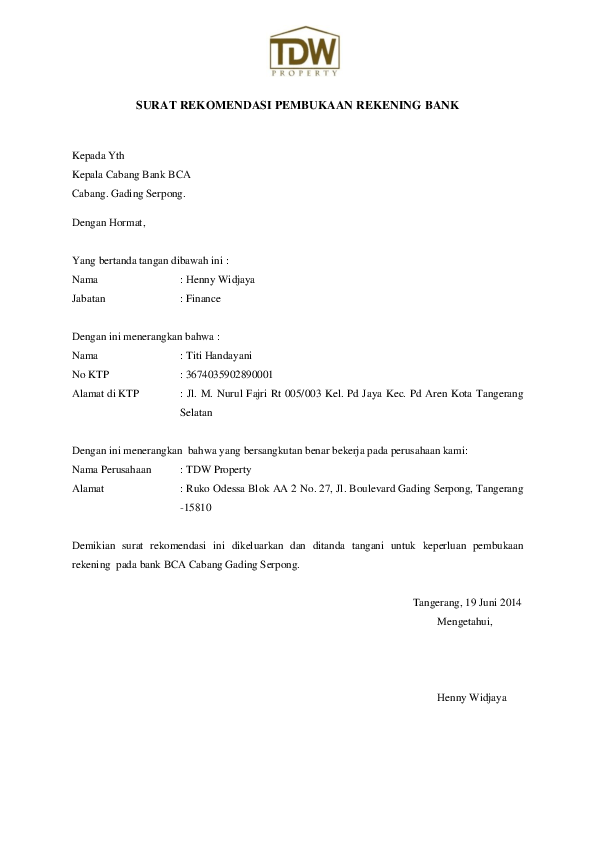 Detail Contoh Surat Referensi Bank Bca Nomer 38