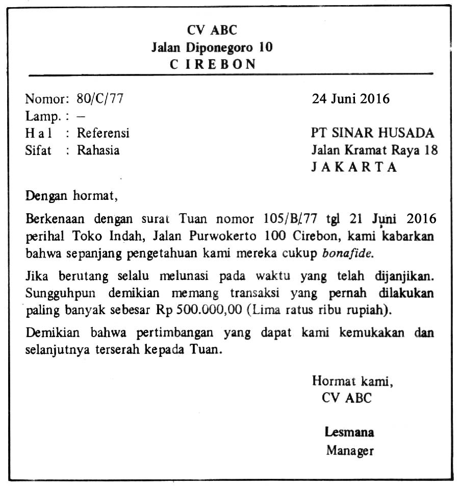 Detail Contoh Surat Referensi Dagang Nomer 4