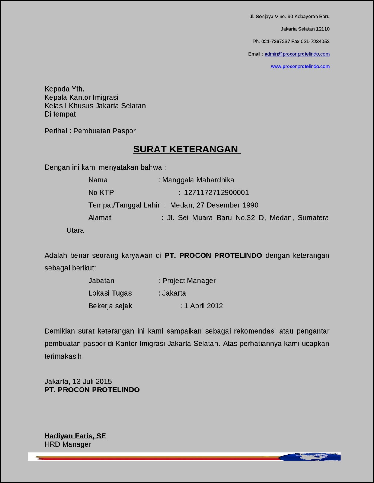 Detail Contoh Surat Referensi Kerja 2015 Nomer 49