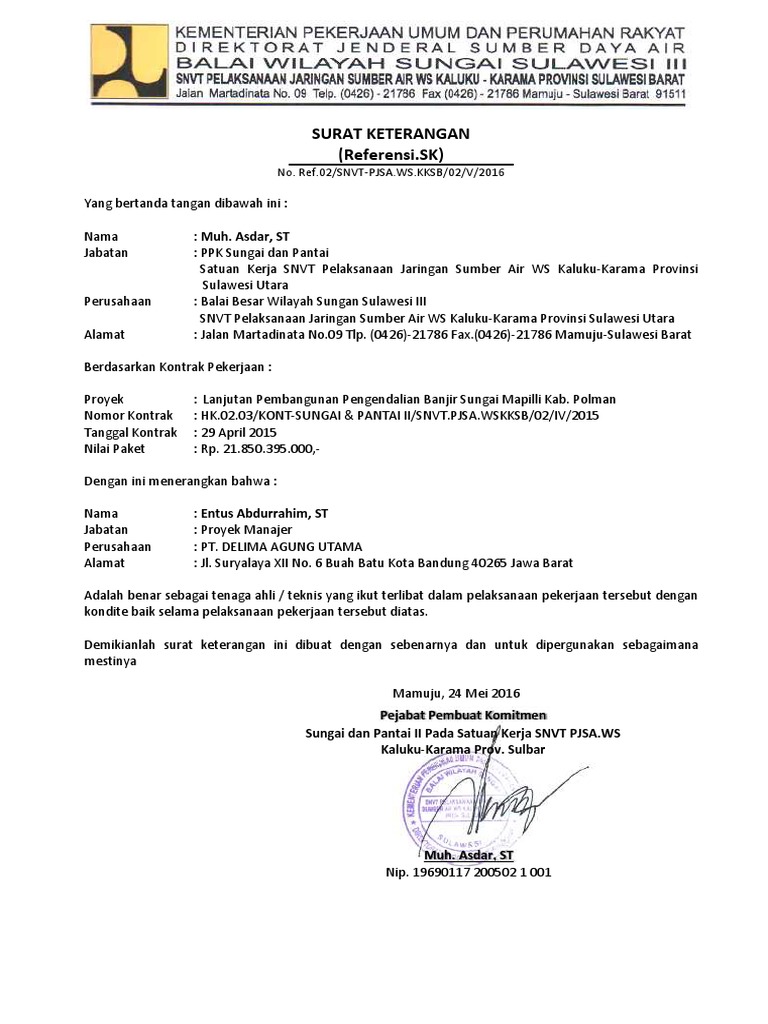 Detail Contoh Surat Referensi Kerja 2015 Nomer 50