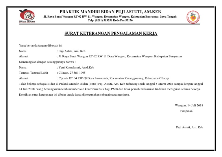 Detail Contoh Surat Referensi Kerja 2018 Nomer 35