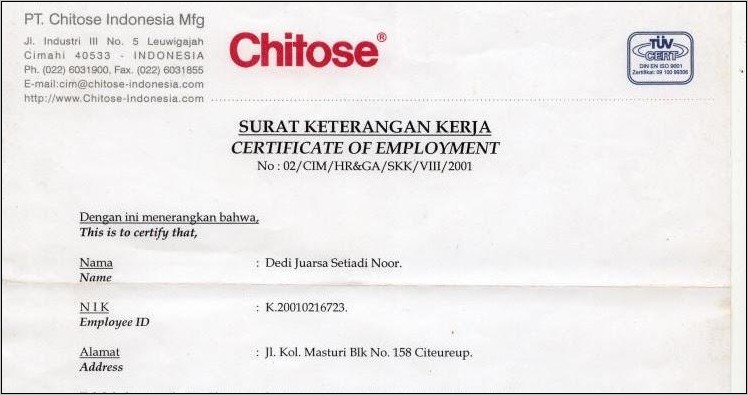 Detail Contoh Surat Referensi Kerja Dalam Bahasa Inggris Nomer 50