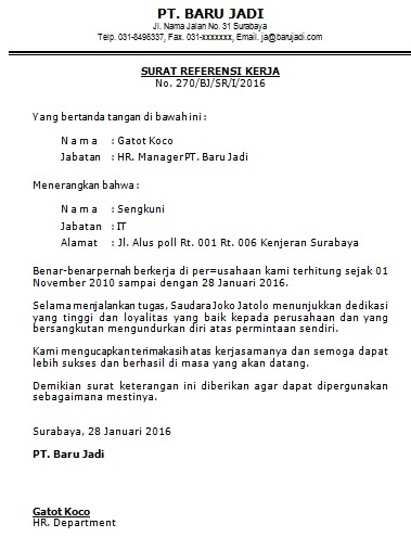 Detail Contoh Surat Referensi Kerja Doc Nomer 11