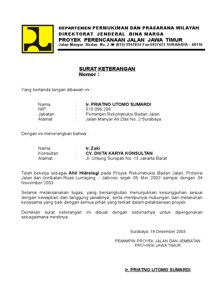 Detail Contoh Surat Referensi Pekerjaan Nomer 52