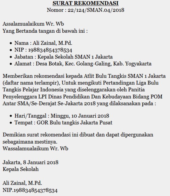 Detail Contoh Surat Rekomendasi Dari Atasan Nomer 40