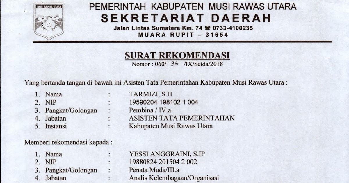 Detail Contoh Surat Rekomendasi Dari Atasan Nomer 46