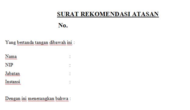 Detail Contoh Surat Rekomendasi Dari Atasan Nomer 52