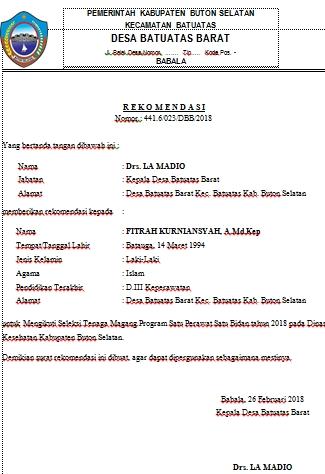 Detail Contoh Surat Rekomendasi Dari Desa Nomer 33