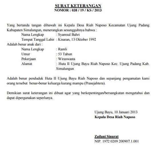 Detail Contoh Surat Rekomendasi Dari Desa Nomer 6