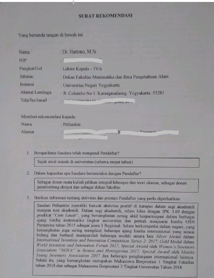 Detail Contoh Surat Rekomendasi Dari Dosen Untuk Lanjut S2 Nomer 49