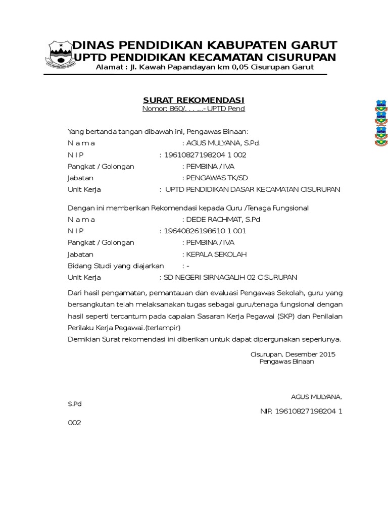 Detail Contoh Surat Rekomendasi Guru Nomer 7