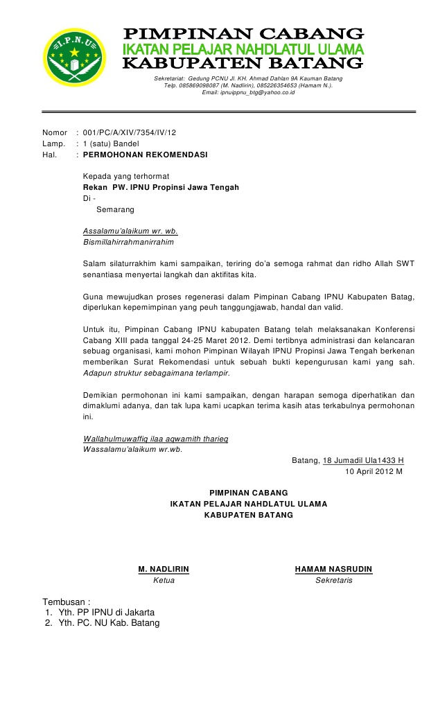 Detail Contoh Surat Rekomendasi Kemenag Nomer 11