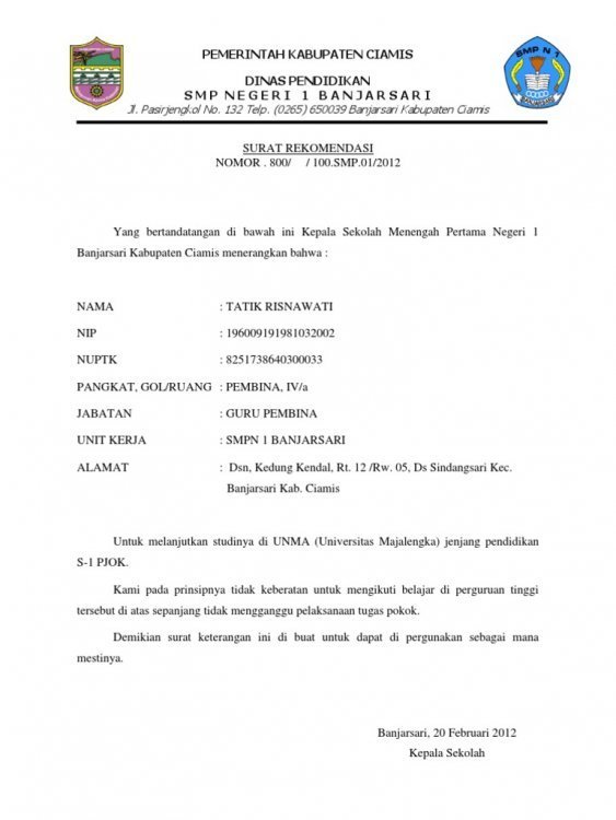 Detail Contoh Surat Rekomendasi Kemenag Nomer 19