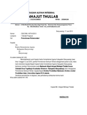 Detail Contoh Surat Rekomendasi Kemenag Nomer 30