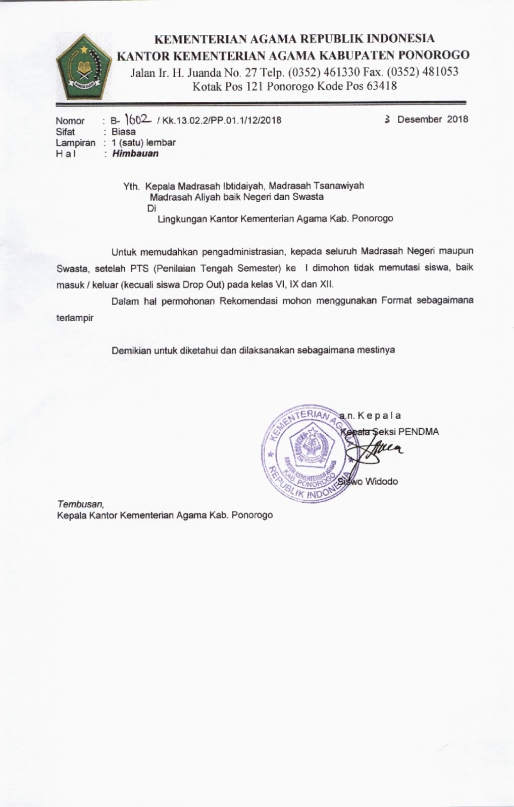 Detail Contoh Surat Rekomendasi Kemenag Nomer 7