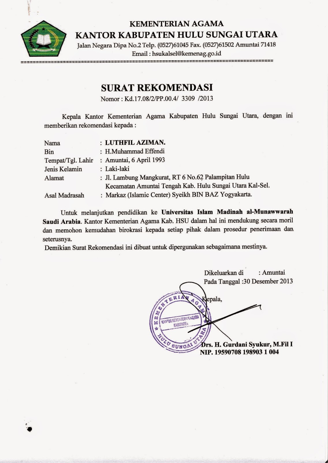 Detail Contoh Surat Rekomendasi Kemenag Nomer 8