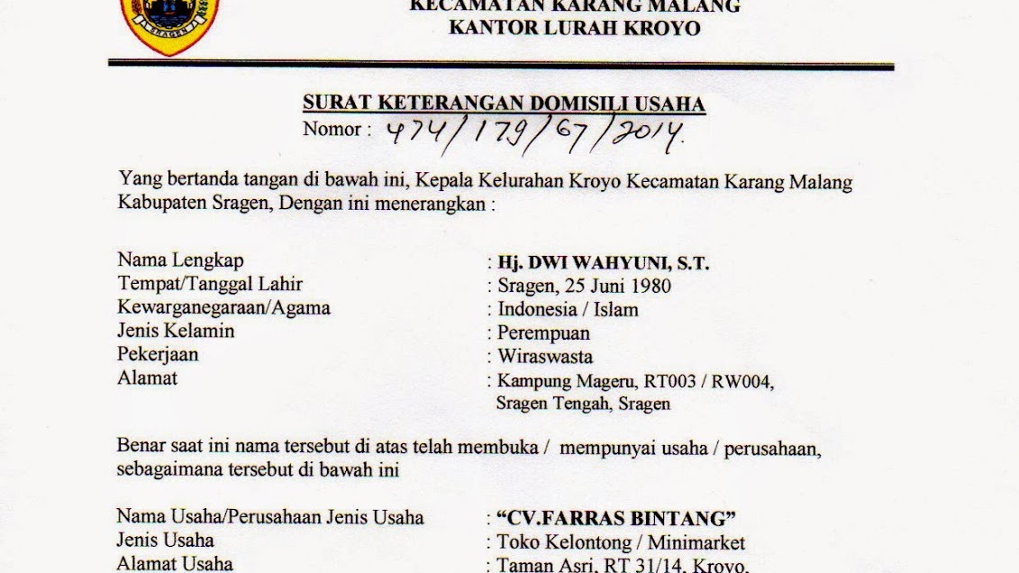 Detail Contoh Surat Rekomendasi Kepala Desa Untuk Izin Usaha Nomer 26