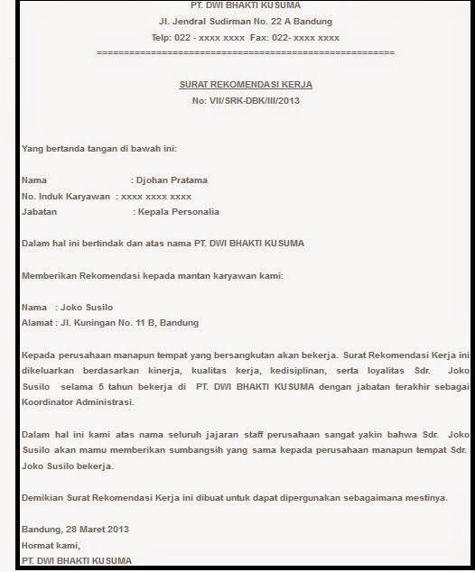 Detail Contoh Surat Rekomendasi Kerja Dari Kepala Desa Nomer 48