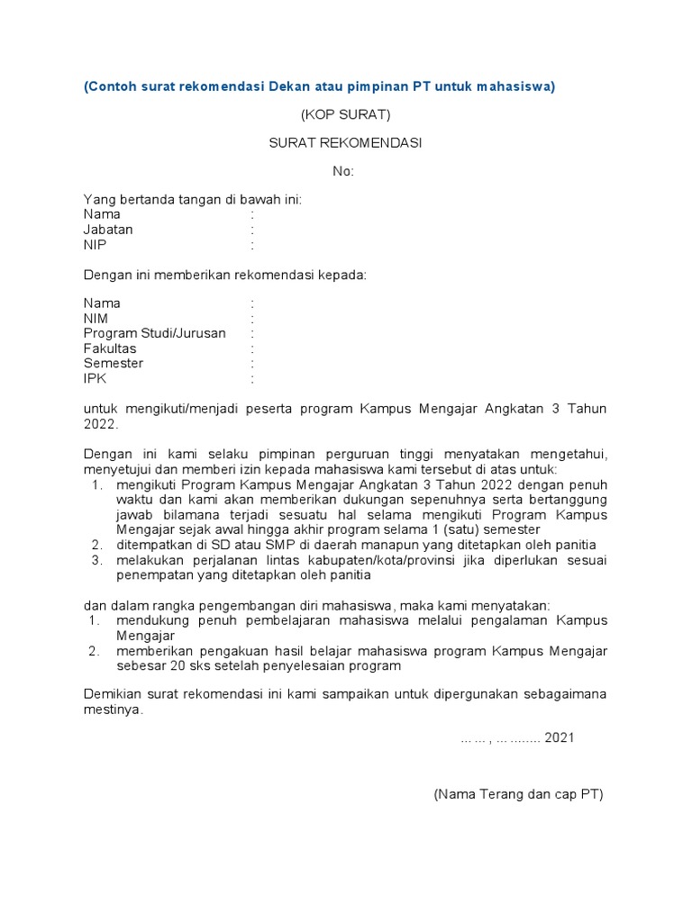 Detail Contoh Surat Rekomendasi Magang Dari Kampus Nomer 21