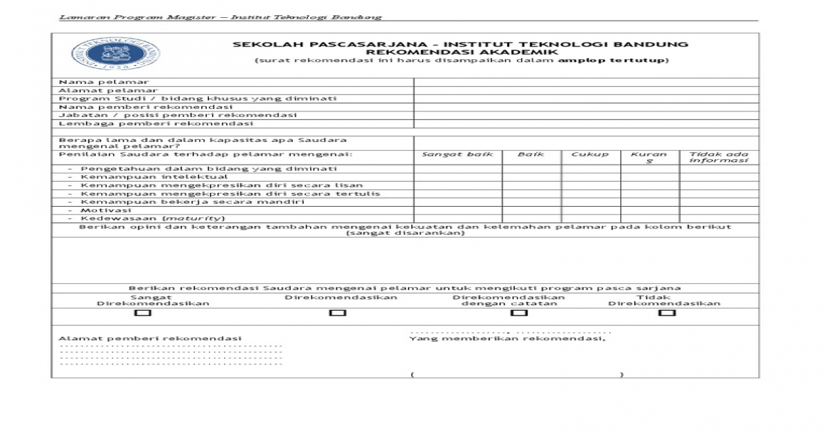 Detail Contoh Surat Rekomendasi S2 Nomer 50