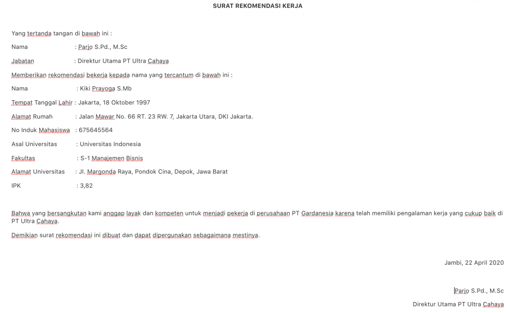 Detail Contoh Surat Rekomendasi S2 Nomer 54