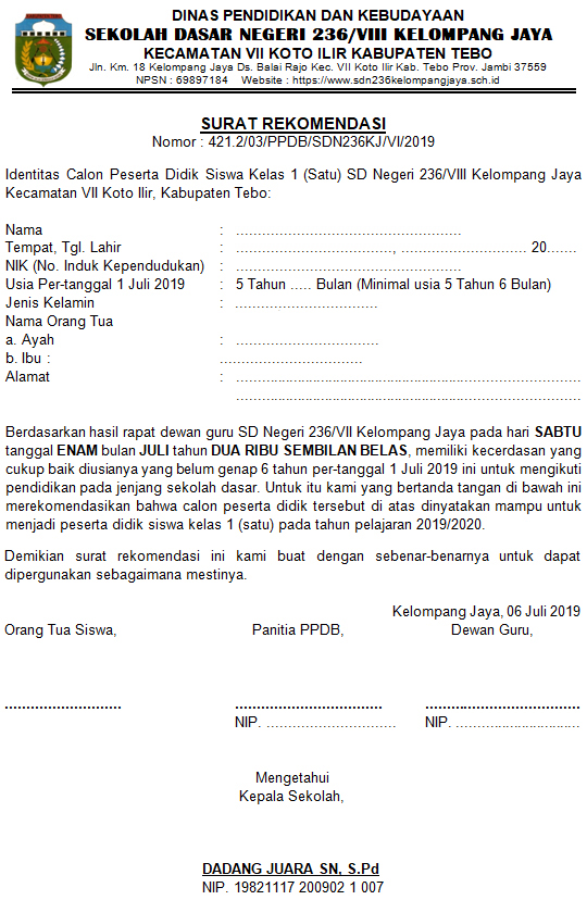 Detail Contoh Surat Rekomendasi Sekolah Nomer 26