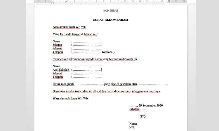 Detail Contoh Surat Rekomendasi Sekolah Nomer 28